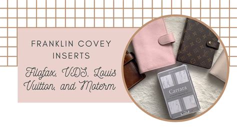 Franklin Covey Compact inserts in Filofax, Louis Vuitton